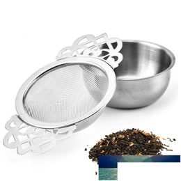 Tea Strainers Stainless Steel 6.5cm Strainer with Bottom Cup Double Handle Bk Spice Philtre Reusable Teapot Accessories Drop Delivery Dheg9