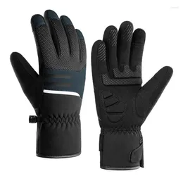 Cycling Gloves For Winter Screen Touch Non-Slip Mittens Warm Breathable With Zipper Hiking Running Walking