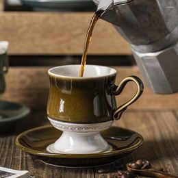 Mugs 260ml Vintage Coffee Cup Ceramic Tea Set Latte Mug Afternoon And Saucer Porcelain Drinkware Gift
