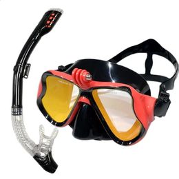 Floating diving lung diving package mask silicone skirt three-lens adult panoramic full dry diving mask Floating diving lung di 240127