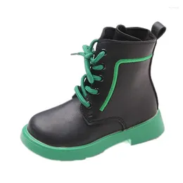 Boots Girls White Autumn 2024 Children Color Shoelace Short Black PU Leather Kids Fashion Spring Single