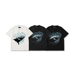 Men's T-shirts Sogd Presentt-shirt Great White Shark Print Short Sleeve Round Neck T-shirt Small Ins Z0uy