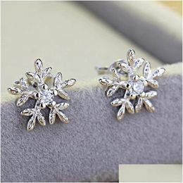 Stud Earrings Top Simple Fashion Snowflake Cute With Stone Small Sier Colour Party Earing Jewellery For Woman Gifts Drop Delivery Otbap