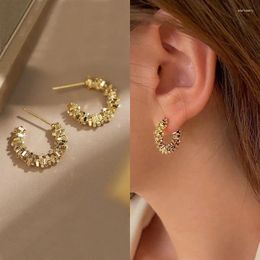 Hoop Earrings Vintage Gold Color Circle Arc Classic Copper Alloy For Women Simple Exquisite Earring Korean Girl's Daily Wear Jewelry