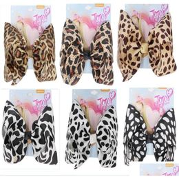 Hair Accessories New Swia 8 Inch Large Leopard Bowknot Print Ribbon Bows With Clips For Kids Girls Boutique Drop Delivery Baby Materni Ot0Hr