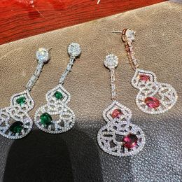 Dangle Earrings Fashion Retro Hollow Lace Large Gourd Violin Pendant Long Tassel Earring Women's Jewelry Wedding Anniversary Gift