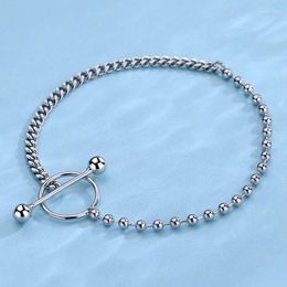 Charm Bracelets Silver Plated Asymmetric Bead Chain Geometric Bracelet For Women's Gold Ot Buckle Hip Hop Party Jewelry Gifts