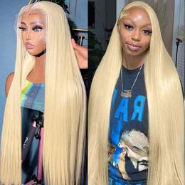 Rosabeauty 40 Inch 134 Straight 613 Hd Honey Blonde Lace Front Human Hair Wigs Brazilian 136 Colour Frontal For Women 240127