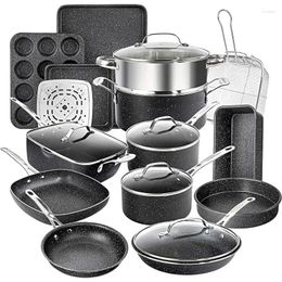 Cookware Sets Kitchen Pot And Pan Set Diamond Coated Non Stick Pots Pans With Lids Bakeware Dishwasher Safe