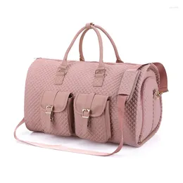 Duffel Bags Pink Men Portable Travel Bag Large Capacity Luggage Multi Functional Folding Suit One Shoulder Cross Body Wash