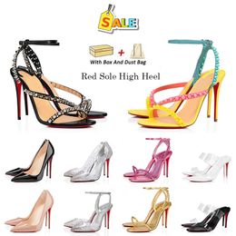 Top quality Designer red bottoms heels Dress Shoes Studded High Heel Nude Champagne Ladies Shoes womandress High Heels 8cm 10cm 12cm Premium Sole whitedress shoe