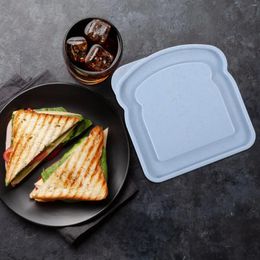 Plates 4pcs Sandwich Containers Lunch Boxes Toast Shape