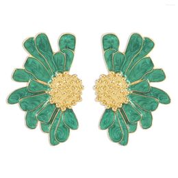 Dangle Earrings Fashion Cute Green Pink Flower Drop Women's Summer Ocean Beach Ethnic Vintage Jewellery Wholesale