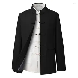 Ethnic Clothing Chinese Traditional Retro Tang Top Clothe Coat Man Long Sleeve Suit Mandarin Collar Jacket Oriental Cotton Shirt