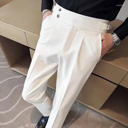 Men's Suits British Style Napoli Suit Pants For Men Slim Fit Business Casual Trousers Social Office Staff Interview Party Wedding