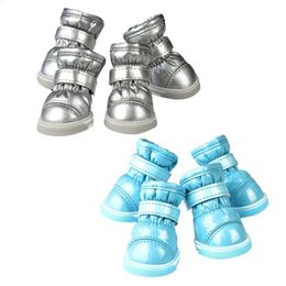 Winter Pet Dog Shoes Warm Snow Boots Waterproof Fur 4PcsSet Slipresistant For ChiHuaHua Teddy 240119