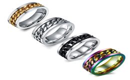 Mens Spinner Rings Ring Stainless Steel Band Black/Silver/Antique Silver/Multicolor Size 6-154572968
