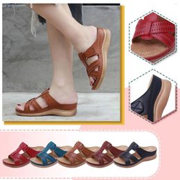 Sandals Ladies Summer Classic Wedge Leather Thick Sole For Women Dress Flat