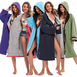 Towel Unisex Surf Changing Robe Winter Outdoor Waterproof Microfiber Jacket Hooded Cloak Beach Pool Lining Anorak Raincoat Coat