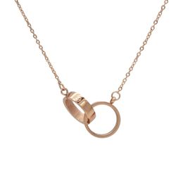 2024 colar para mulher amor jóias pingente de ouro anel duplo de aço inoxidável jewlery moda oval intertravamento anéis clavicular cadeia colares designerQ3