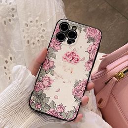 iPhone 14 Pro Max Designer Flower Phone Case for Apple 13 12 11 Luxury PU Leather Bumper-included Fashion Full-body Floral Print Mobile Back Cover Shell Coque Fundas 22