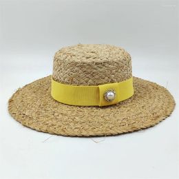 Berets Large Brimmed Lafite Straw Hat Women's Foldable Summer Seaside Hollowed Out Beach Colorful And Fashionable