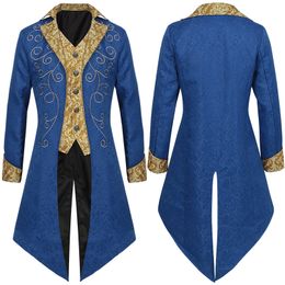 Theme Costume New Halloween Tailcoat Medieval Retro Costume Mid length Punk Men's Coat