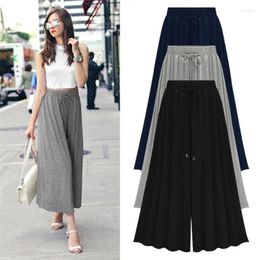 Women's Pants 2024 Spring Summer Large Size Ladies High Waist Stretch Wide Leg Fashion Loose Casual Seven Yards Skirt M-8XL