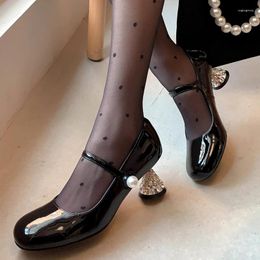 Sandals Luxury Designer Stilettos Elegant Round Toe Pumps Shiny Diamond High Heels One Line Summer Pink Shoes Bride Zapatillas Mujer