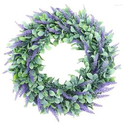 Decorative Flowers Lavender Wreath For Front Door 18 Inch Artificial Green Farmhouse Wreaths Wall Window Party Wedding Decor