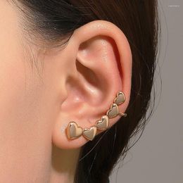 Stud Earrings Exaggerate Love Ear Clip Hole Free Female Personality Temperament Heart Shaped Earbone Fashion Punk