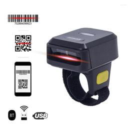 Scanners Portable 1D/2D Barcode Scanner Finger Handheld Wearable Ring Bar Code Reader Bt Wireless Wired Connection With Offline Storag Ota2M