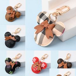 Cartoon Accessories Mouse Design Car Keychain Favour Flower Bag Pendant Charm Jewellery Keyring Holder For Men Gift Fashion Pu Leather An Otalc