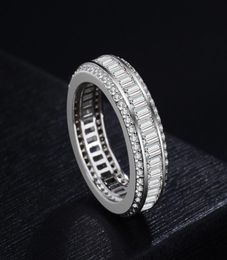 100 925 Sterling Silver Three Rows Lustre Of Gem Rectangular Couple Engagement Women Luxury flashing European Mens Rings Jewellery 9446405