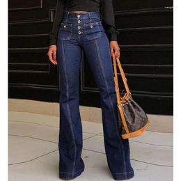 Women's Jeans 2024 Spring Design Fashion Slim Flared Pants High Waist Elastic Skinny Pockets Plus Length Female