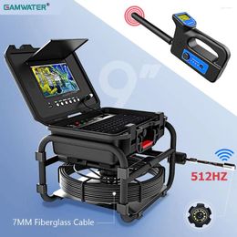 Pipe Inspection Camera With 512HZ Locator 9"DVR IPS 1080P Self-Leveling Piping Endoscope 5X Image Enlarge Meter Counter