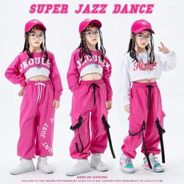 Stage Wear 2024 Pink Jazz Costume For Girls Hip Hop Dance Clothes Crop Tops Pants Modern Performance Outfit Kpop BL9434