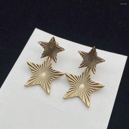 Stud Earrings Stylish Size Pentagram Combined With Bronzer For Old Textured