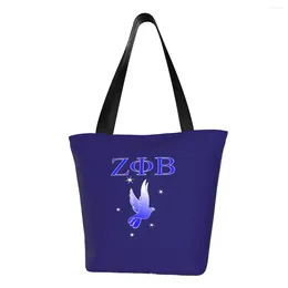 Shopping Bags Funny Zeta Phi Beta And 5 Stars Tote Reusable Sorority ZOB Canvas Grocery Shoulder Shopper Bag