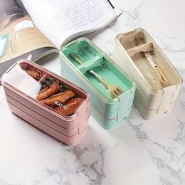 Dinnerware Wheat Straw Healthy 3-Layers Lunch Box Microwave Safe Storage Container Outdoor Home Kitchen Accessories