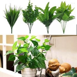 Decorative Flowers Artificial Branches Green Simulation Plant Leaves Plastic Silk Flower Eucalyptus Persian Grass Home Decoration