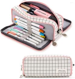 Large Capacity Pencil Case 3 Compartment Pouch Pen Bag For School Teen Girl Boy Men Women Solid Colour Stationery Organiser Gift