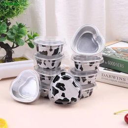 Baking Moulds 10Pcs 55ml Heart Shaped Aluminium Foil Cake Pan With Lid Pudding Cupcake Cup Cheese Tools Mould Kitchen Accessories