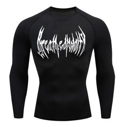 Sıkıştırma Uzun Kollu Gömlek Siyah Fitness T-Shirt Mens Kas Hızlı Kurutma Spor Salonu Spor Giyim Güneş Koruma Spor Base Katmanı 240202