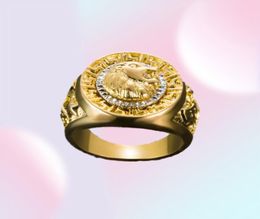 Fashion Hip Hop Gold Colour Finger Ring Men039s Punk Style Ring Band Cool Lion Head Ring Male Jewellery 8137870127