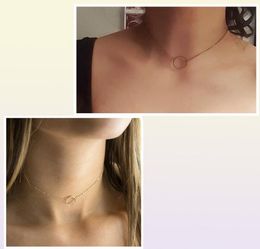 Dainty Choker Circle Gold Chain Necklace For Women Charm Circle Chain Choker Necklace XL4619896733