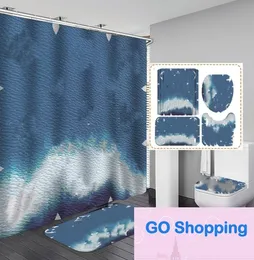 Classic Letter Printed Shower Curtains Designer Print Bathroom Curtain Home Toilet Er Mat Bath Supplies Wholesale