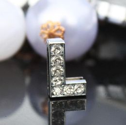 50pcslot 10mm L Full Rhinestones Bling Slide Letter DIY Alloy Accessories Fit For 10MM wristband bracelet 00328346534
