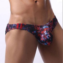Underpants Men's Sexy U-convex Briefs Underwear Low Rise T-Back Thongs G-Strings Tangas Hombre Ropa Interior Print Bulge Pouch Gay Panties