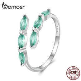 925 Sterling Silver Light Green Glass Opening Ring Horses Eye Adjustable Ring for Women Party Birthday Gift Fine Jewellery 240125